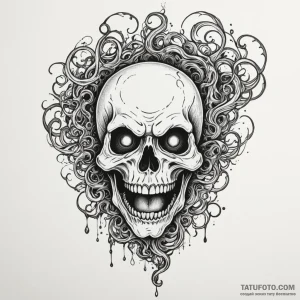 Ectoplasmic residue forming a ghostly, scream... - эскиз тату (№1750302412_0, 19.06.2025 03:06) — Tatufoto.com