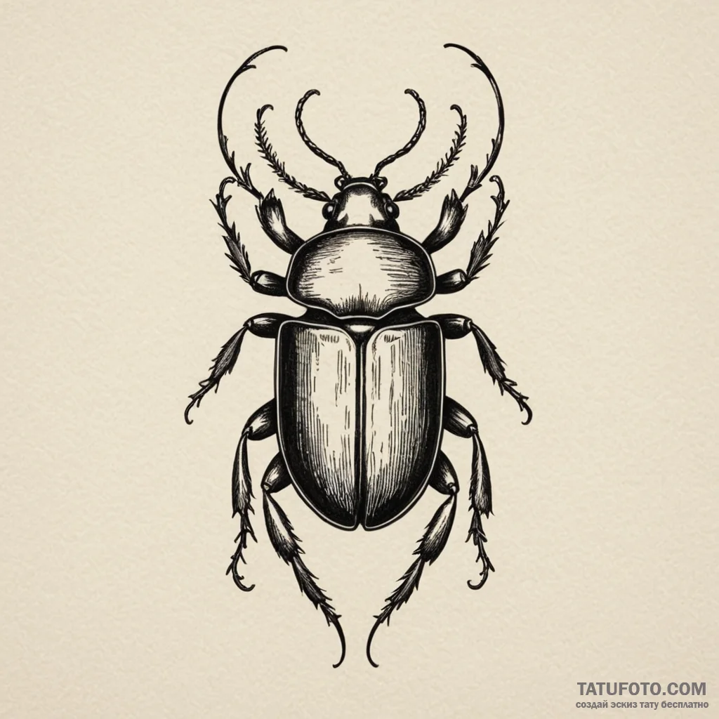 Beetle, tattoo sketch design, clean lines, cr... - эскиз тату (№1750303206_0, 19.06.2025 03:20) — Tatufoto.com