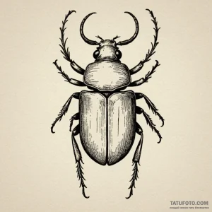 Beetle, tattoo sketch design, clean lines, cr... - эскиз тату (№1750303206_1, 19.06.2025 03:20) — Tatufoto.com