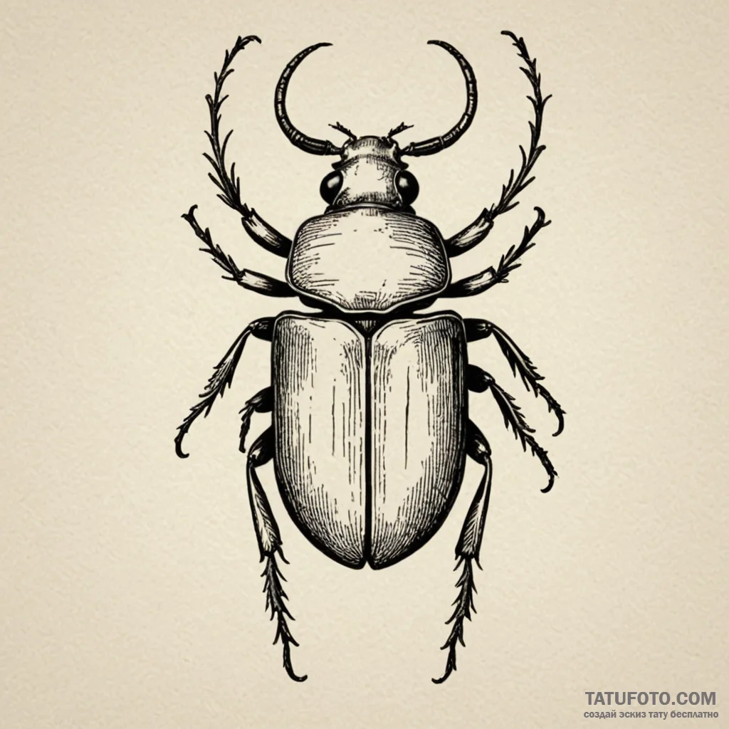 Beetle, tattoo sketch design, clean lines, cr... - эскиз тату (№1750303206_1, 19.06.2025 03:20) — Tatufoto.com