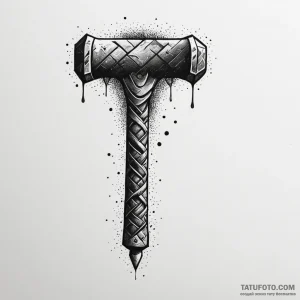 Thor's hammer, concept art for tattoo, blackw... - эскиз тату (№1750303350_0, 19.06.2025 03:22) — Tatufoto.com