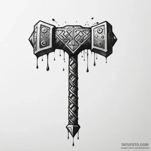 Thor's hammer, concept art for tattoo, blackw... - эскиз тату (№1750303350_1, 19.06.2025 03:22) — Tatufoto.com