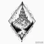 Nightfall crown beneath spectral spire, artis… — эскиз тату (№1750304086_1, 19.06.2025 03:34) — Tatufoto.com