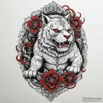 Komainu statue bleeding shadows, tattoo drawi… — эскиз тату (№1750304235_1, 19.06.2025 03:37) — Tatufoto.com