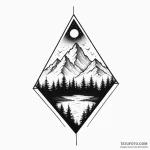 Mountain range silhouette inside a triangle,… — эскиз тату (№1750305107_0, 19.06.2025 03:51) — Tatufoto.com