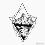 Mountain range silhouette inside a triangle,… — эскиз тату (№1750305107_1, 19.06.2025 03:51) — Tatufoto.com