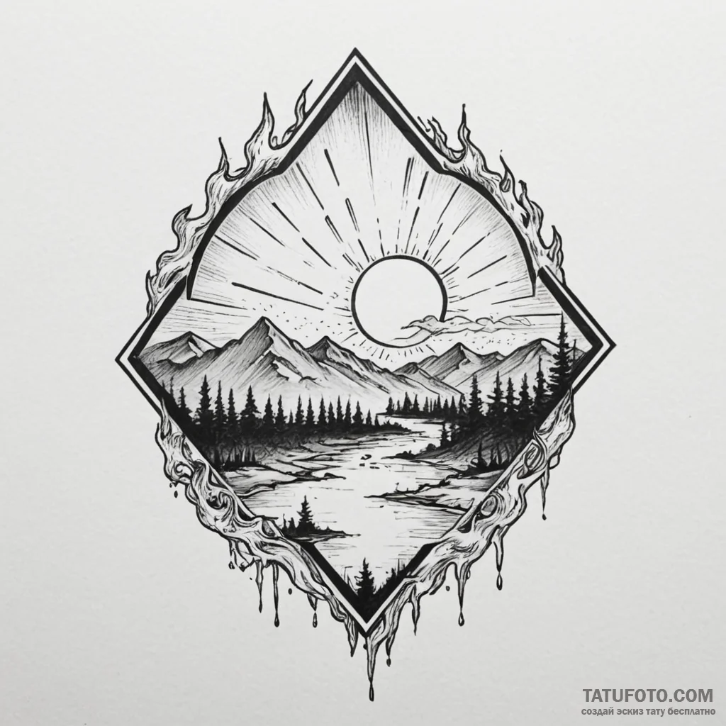 Mirror eye beneath burning sky, tattoo line a... - эскиз тату (№1750305250_0, 19.06.2025 03:54) — Tatufoto.com