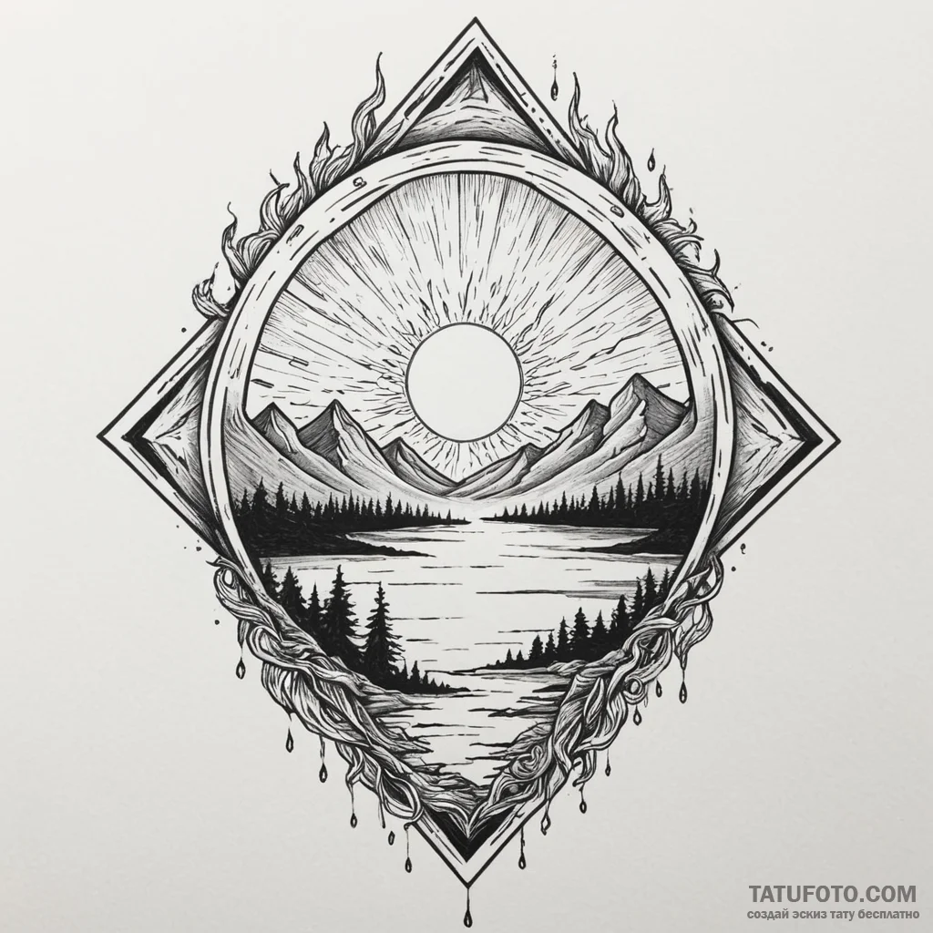 Mirror eye beneath burning sky, tattoo line a... - эскиз тату (№1750305250_1, 19.06.2025 03:54) — Tatufoto.com