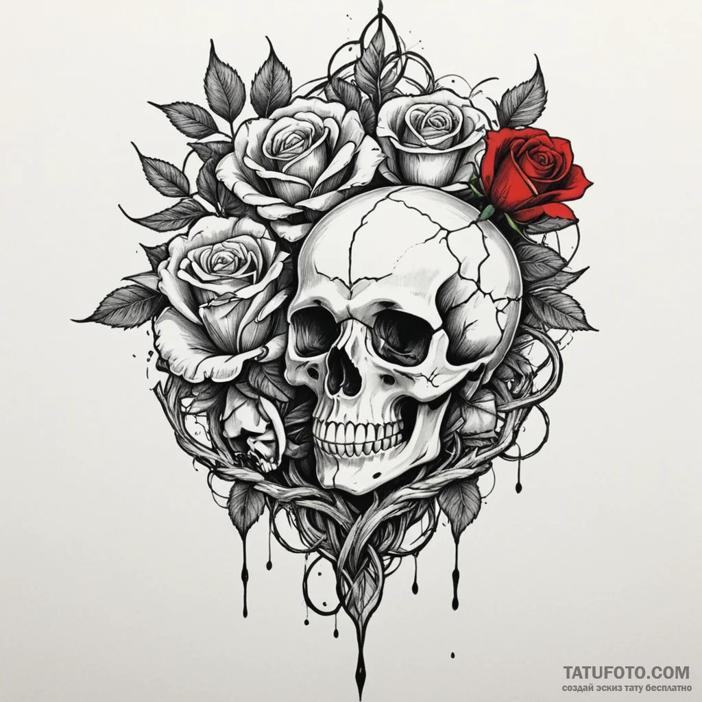 Hidden blade crowned in roots, ink illustrati... - эскиз тату (№1750305464_0, 19.06.2025 03:57) — Tatufoto.com