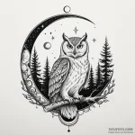 Owl perched beneath spectral moon, artistic t… — эскиз тату (№1750305535_1, 19.06.2025 03:58) — Tatufoto.com