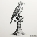 A whimsical bird perched on a statue, stillne… — эскиз тату (№1750305606_0, 19.06.2025 04:00) — Tatufoto.com