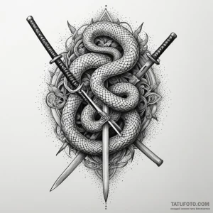 Katana wrapped in serpent, concept art for ta... - эскиз тату (№1750306324_1, 19.06.2025 04:12) — Tatufoto.com