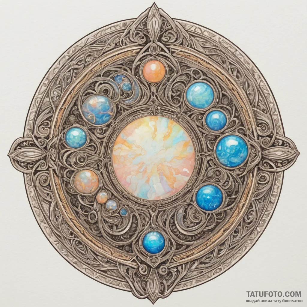 Opal coin spinning in air, concept art for ta... - эскиз тату (№1750306396_1, 19.06.2025 04:13) — Tatufoto.com