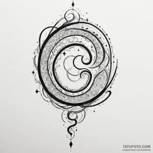 Key spiraling through starlight, tattoo drawi... - эскиз тату (№1750306826_1, 19.06.2025 04:20) — Tatufoto.com