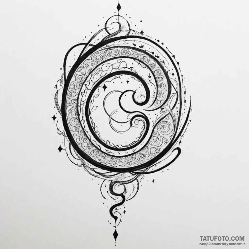 Key spiraling through starlight, tattoo drawi... - эскиз тату (№1750306826_1, 19.06.2025 04:20) — Tatufoto.com