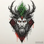 Horned god of the forest with eyes of green f… — эскиз тату (№1750308296_0, 19.06.2025 04:44) — Tatufoto.com