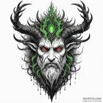 Horned god of the forest with eyes of green f… — эскиз тату (№1750308296_1, 19.06.2025 04:44) — Tatufoto.com