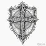Shield, tattoo sketch design, detailed cross-… — эскиз тату (№1750309230_1, 19.06.2025 05:00) — Tatufoto.com