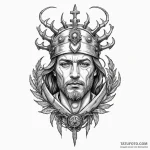 Forgotten helm crowned in roots, concept art… — эскиз тату (№1750310091_0, 19.06.2025 05:14) — Tatufoto.com