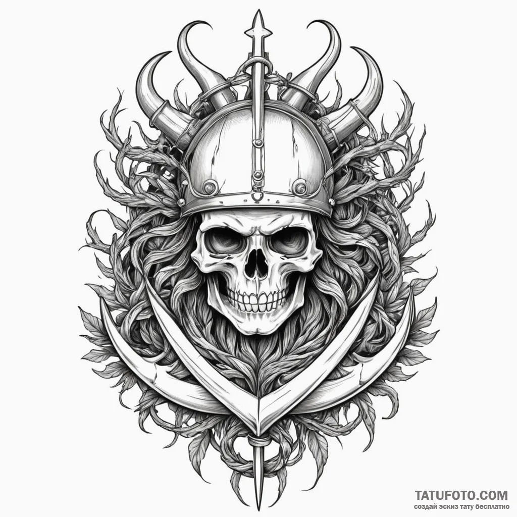 Forgotten helm crowned in roots, concept art... - эскиз тату (№1750310091_1, 19.06.2025 05:14) — Tatufoto.com