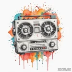 Tape recorder, tattoo drawing outline, soft w… — эскиз тату (№1750310161_0, 19.06.2025 05:16) — Tatufoto.com