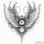 Clockwork wings unfolding, tattoo line art, n… — эскиз тату (№1750310807_0, 19.06.2025 05:26) — Tatufoto.com