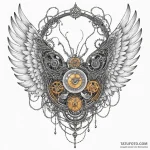 Clockwork wings unfolding, tattoo line art, n… — эскиз тату (№1750310807_1, 19.06.2025 05:26) — Tatufoto.com