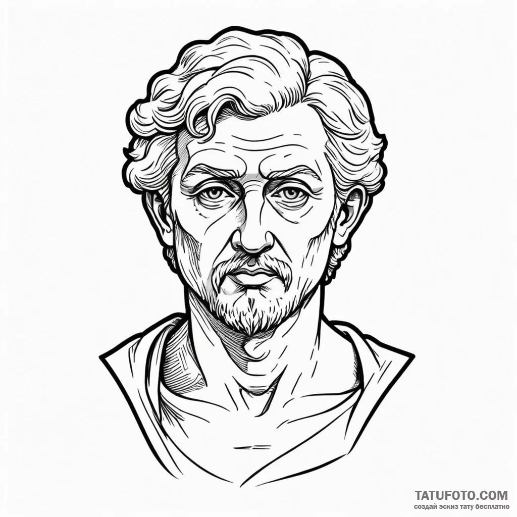 A classical bust of a philosopher, stoic expr... - эскиз тату (№1750311805_0, 19.06.2025 05:43) — Tatufoto.com