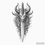 Horned dagger through spectral storm, artisti… — эскиз тату (№1750311877_1, 19.06.2025 05:44) — Tatufoto.com