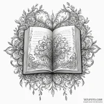 An open book with a fantasy world growing out… — эскиз тату (№1750312663_1, 19.06.2025 05:57) — Tatufoto.com