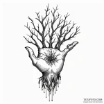 Needle relic crowned in roots, tattoo sketch… — эскиз тату (№1750313520_0, 19.06.2025 06:12) — Tatufoto.com