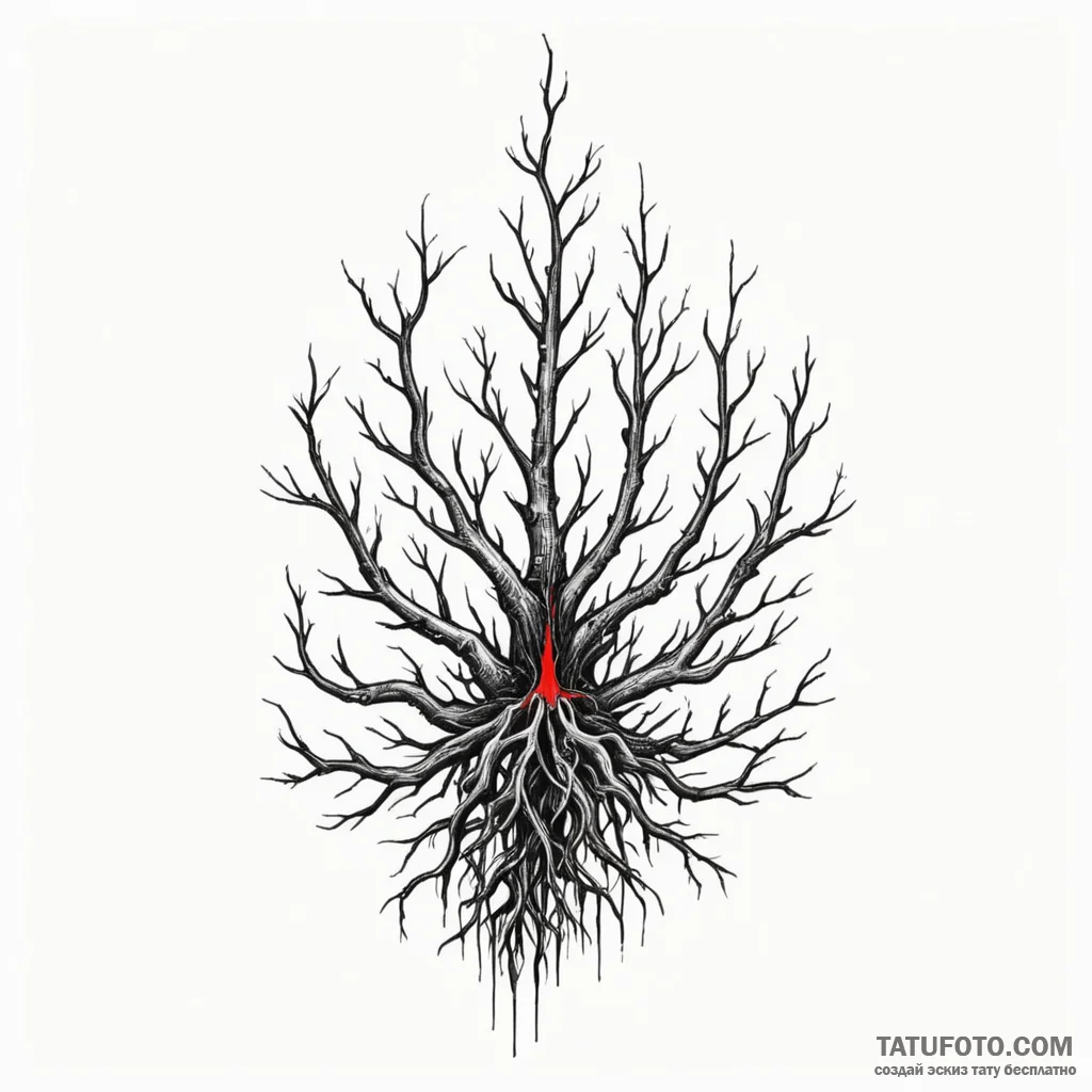 Needle relic crowned in roots, tattoo sketch... - эскиз тату (№1750313520_1, 19.06.2025 06:12) — Tatufoto.com
