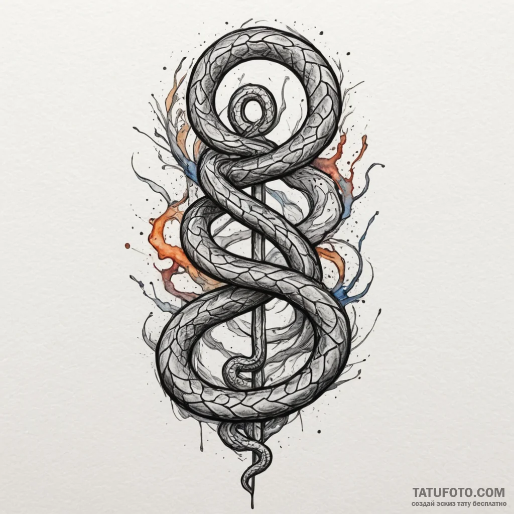Angelic serpent weaving light, concept art fo... - эскиз тату (№1750314516_0, 19.06.2025 06:28) — Tatufoto.com