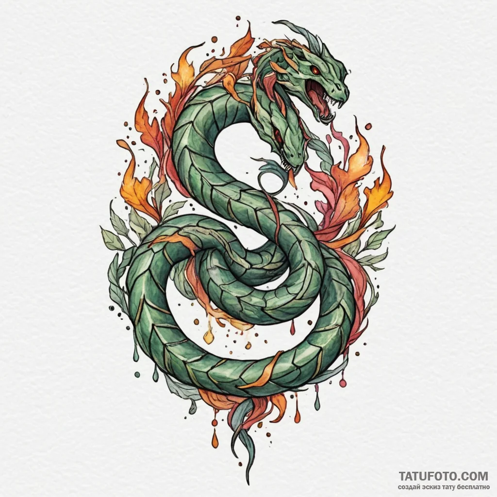 Angelic serpent weaving light, concept art fo... - эскиз тату (№1750314516_1, 19.06.2025 06:28) — Tatufoto.com