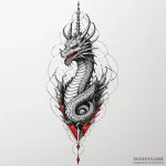 Dragon spire crowned with stars, tattoo line… — эскиз тату (№1750315583_0, 19.06.2025 06:46) — Tatufoto.com