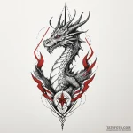 Dragon spire crowned with stars, tattoo line… — эскиз тату (№1750315583_1, 19.06.2025 06:46) — Tatufoto.com