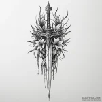 Fallen dagger through frozen relic, artistic… — эскиз тату (№1750317152_1, 19.06.2025 07:12) — Tatufoto.com