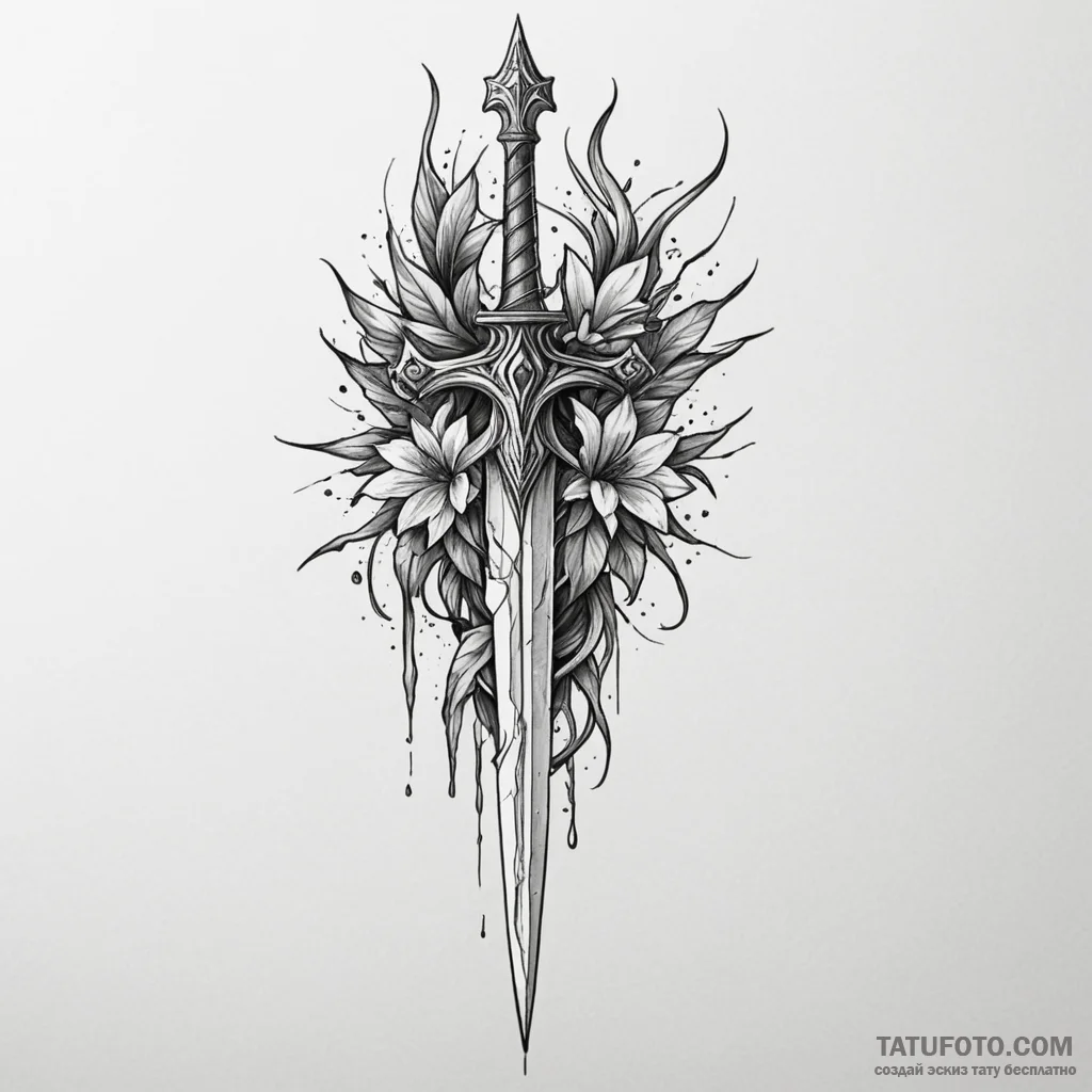 Fallen dagger through frozen relic, artistic... - эскиз тату (№1750317152_1, 19.06.2025 07:12) — Tatufoto.com
