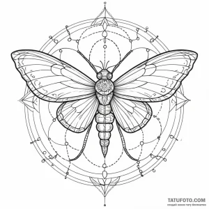 Atomic moth with circuit wings, concept art f... - эскиз тату (№1750317368_0, 19.06.2025 07:16) — Tatufoto.com