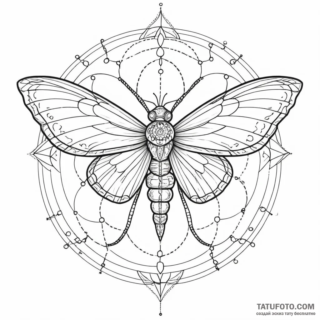 Atomic moth with circuit wings, concept art f... - эскиз тату (№1750317368_0, 19.06.2025 07:16) — Tatufoto.com