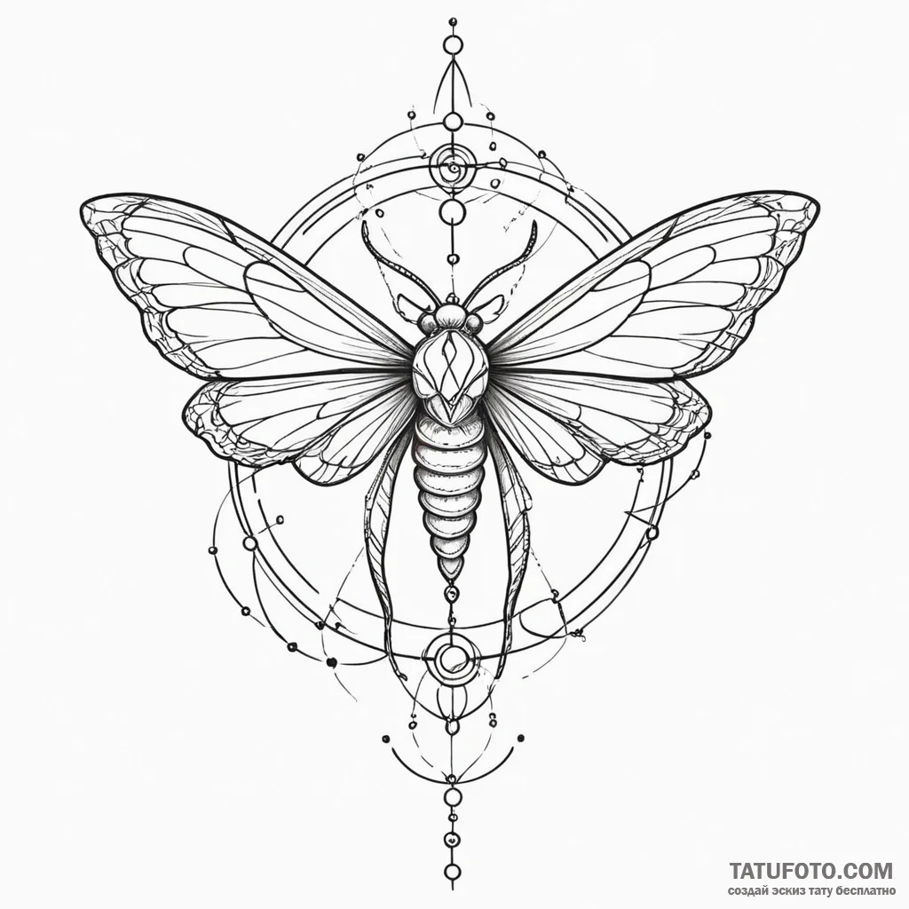 Atomic moth with circuit wings, concept art f... - эскиз тату (№1750317368_1, 19.06.2025 07:16) — Tatufoto.com
