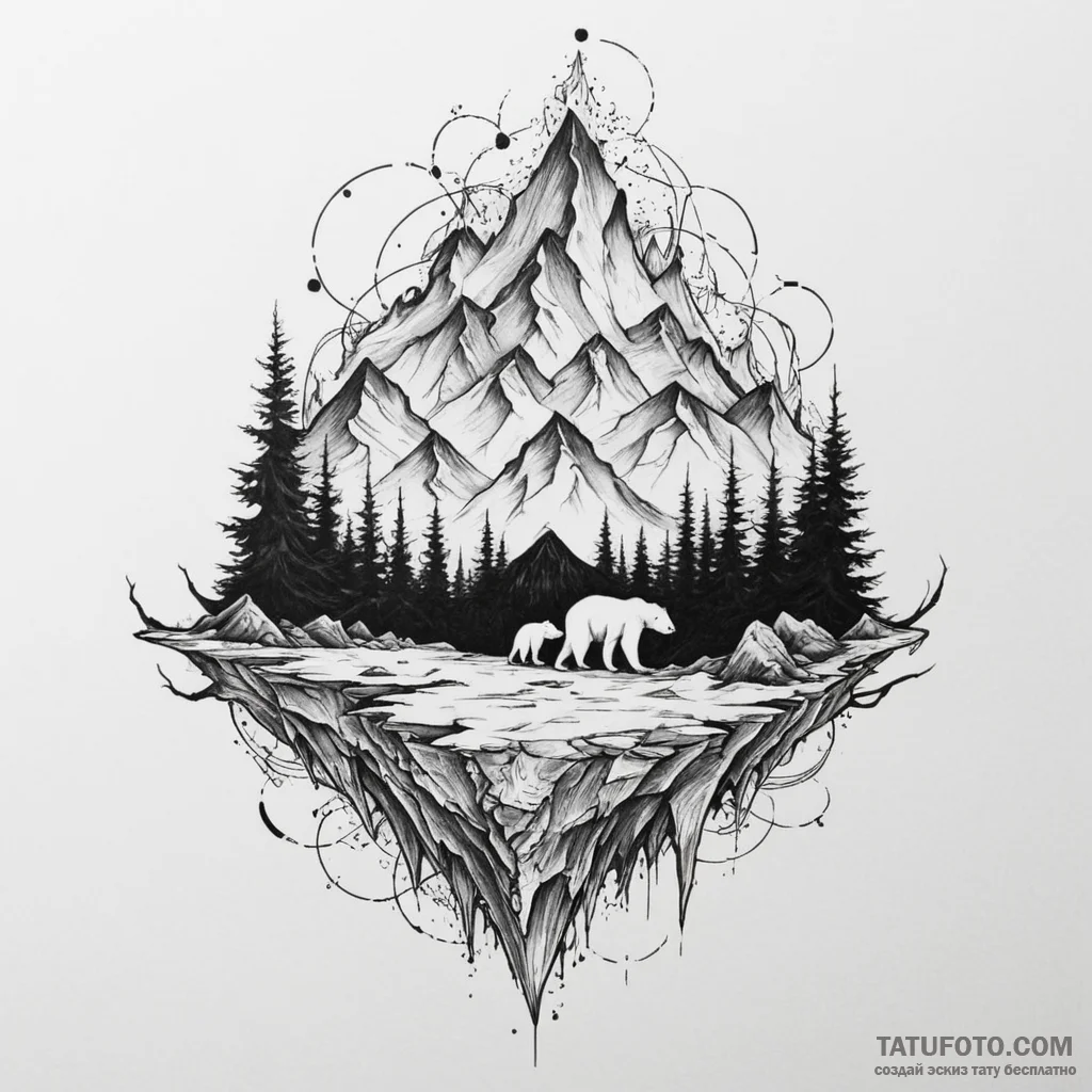 Bear's roar materializing as a soundwave of j... - эскиз тату (№1750319007_1, 19.06.2025 07:43) — Tatufoto.com