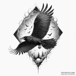 Ashen raven flying through void storm, concep… — эскиз тату (№1750319868_1, 19.06.2025 07:57) — Tatufoto.com