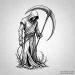 Reaper’s scythe leaning against a wall, artis… — эскиз тату (№1750320010_0, 19.06.2025 08:00) — Tatufoto.com