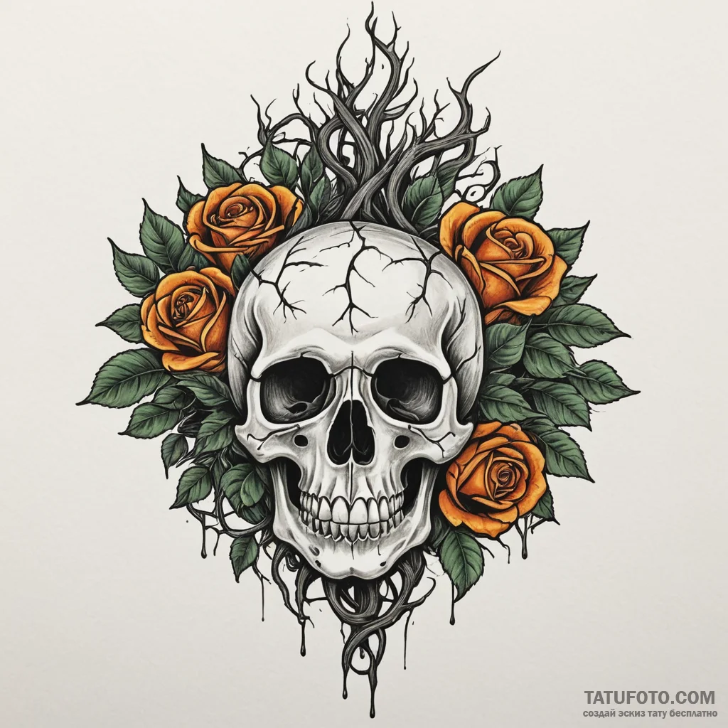 Burning tree roots clutching relic, tattoo sk... - эскиз тату (№1750320721_0, 19.06.2025 08:12) — Tatufoto.com