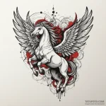 Pegasus with wings made of storm clouds, tatt… — эскиз тату (№1750321434_0, 19.06.2025 08:23) — Tatufoto.com