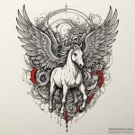 Pegasus with wings made of storm clouds, tatt… — эскиз тату (№1750321434_1, 19.06.2025 08:23) — Tatufoto.com