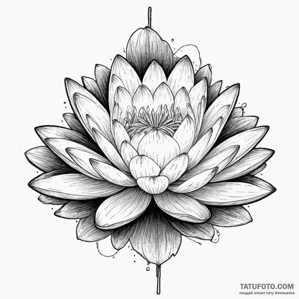 Water lily, tattoo line art, unique design, o... - эскиз тату (№1750321721_1, 19.06.2025 08:28) — Tatufoto.com