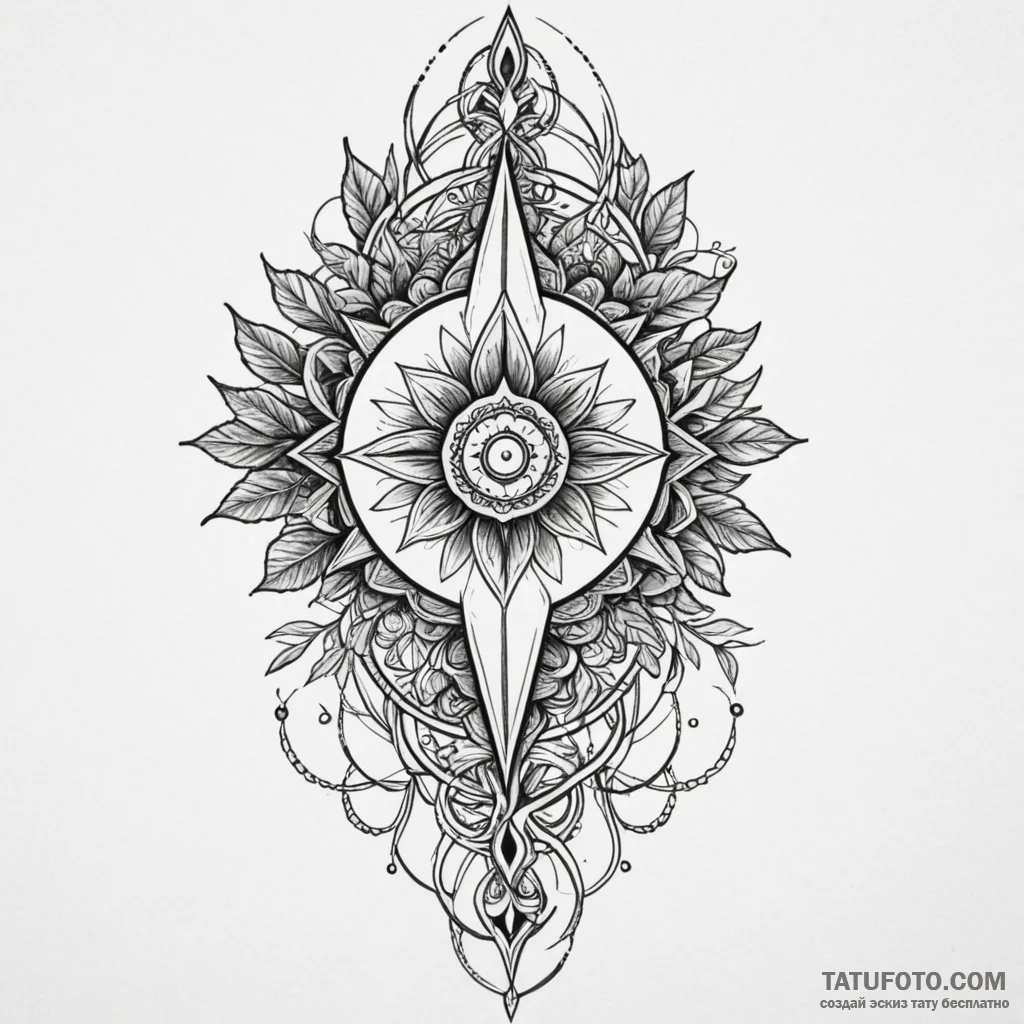 Baroque dagger wrapped in ivy, tattoo flash s... - эскиз тату (№1750322579_0, 19.06.2025 08:42) — Tatufoto.com