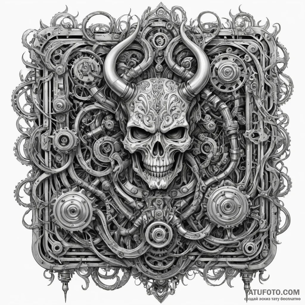 Diesel engine block with demonic faces forged... - эскиз тату (№1750322722_0, 19.06.2025 08:45) — Tatufoto.com